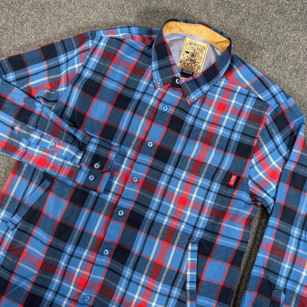 RSVLTS‎ Flannel Shirt Mens Medium Blue Plaid The Minnesotan Dare Mighty Things